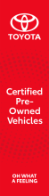 Red, TOYOTA(logo),Certified Pre-Owned Vehicles Oh What A Feelings,100x400cm