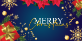 Blue, Merry Christmas(graphic),180x90cm