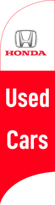 Red White, Honda Silver(logo)USED CARS(stacked)75x300cm