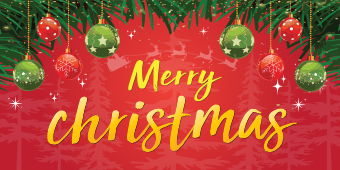 Red, Merry Christmas(graphic),180x90cm